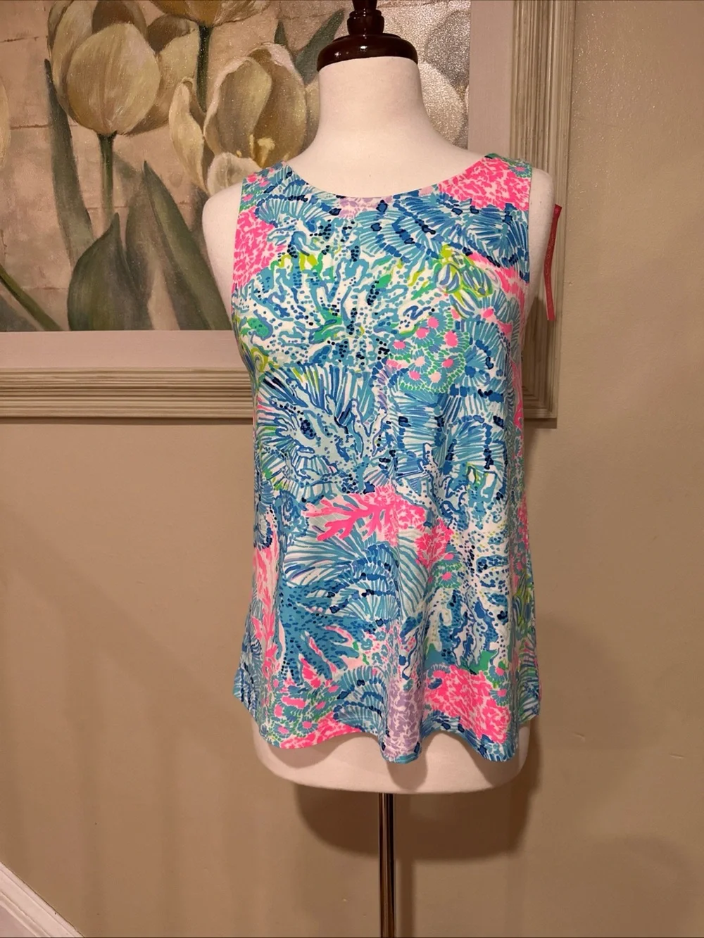 Lilly Pulitzer Kristen Top Multi Sink or Swim Strappy Back Size Medium